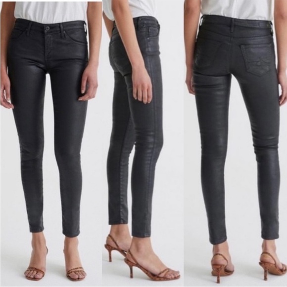 AG ADRIANO GOLDSCHMIED Legging Ankle Super Skinny Leatherette Jean Size 24R New - Picture 2 of 16